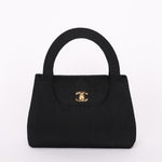 Ultra-Rare Chanel Turnlock Kelly Black Silk Rope 1998 24K GP