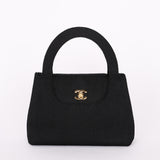 Ultra-Rare Chanel Turnlock Kelly Black Silk Rope 1998 24K GP