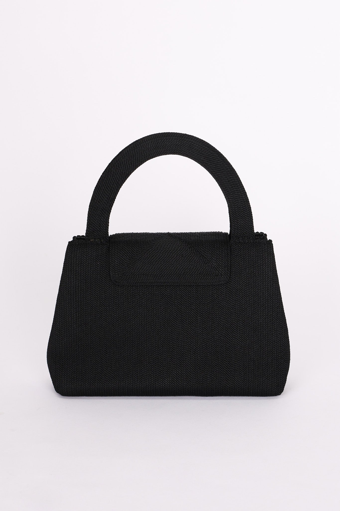 Ultra-Rare Chanel Turnlock Kelly Black Silk Rope 1998 24K GP