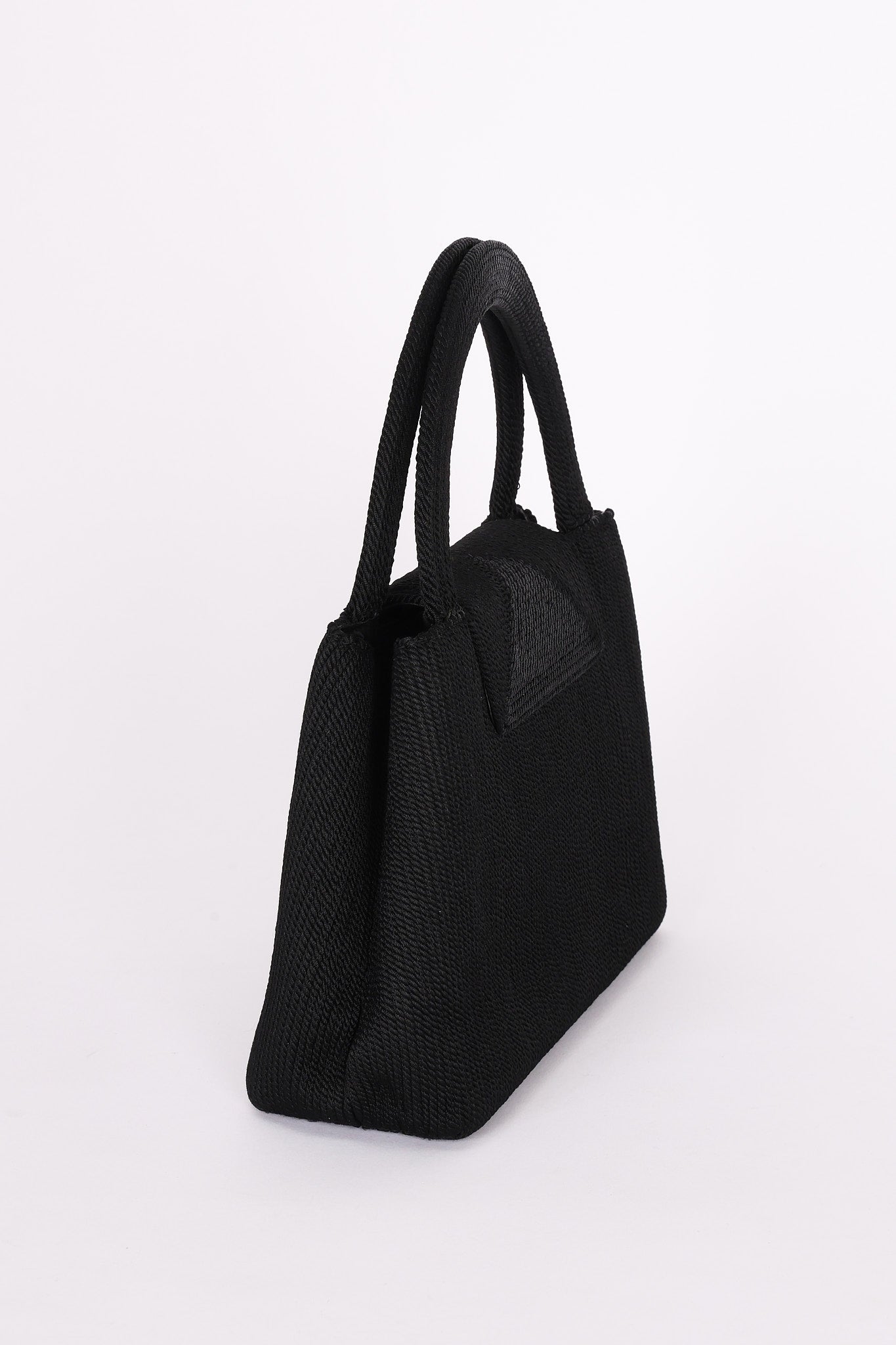 Ultra-Rare Chanel Turnlock Kelly Black Silk Rope 1998 24K GP