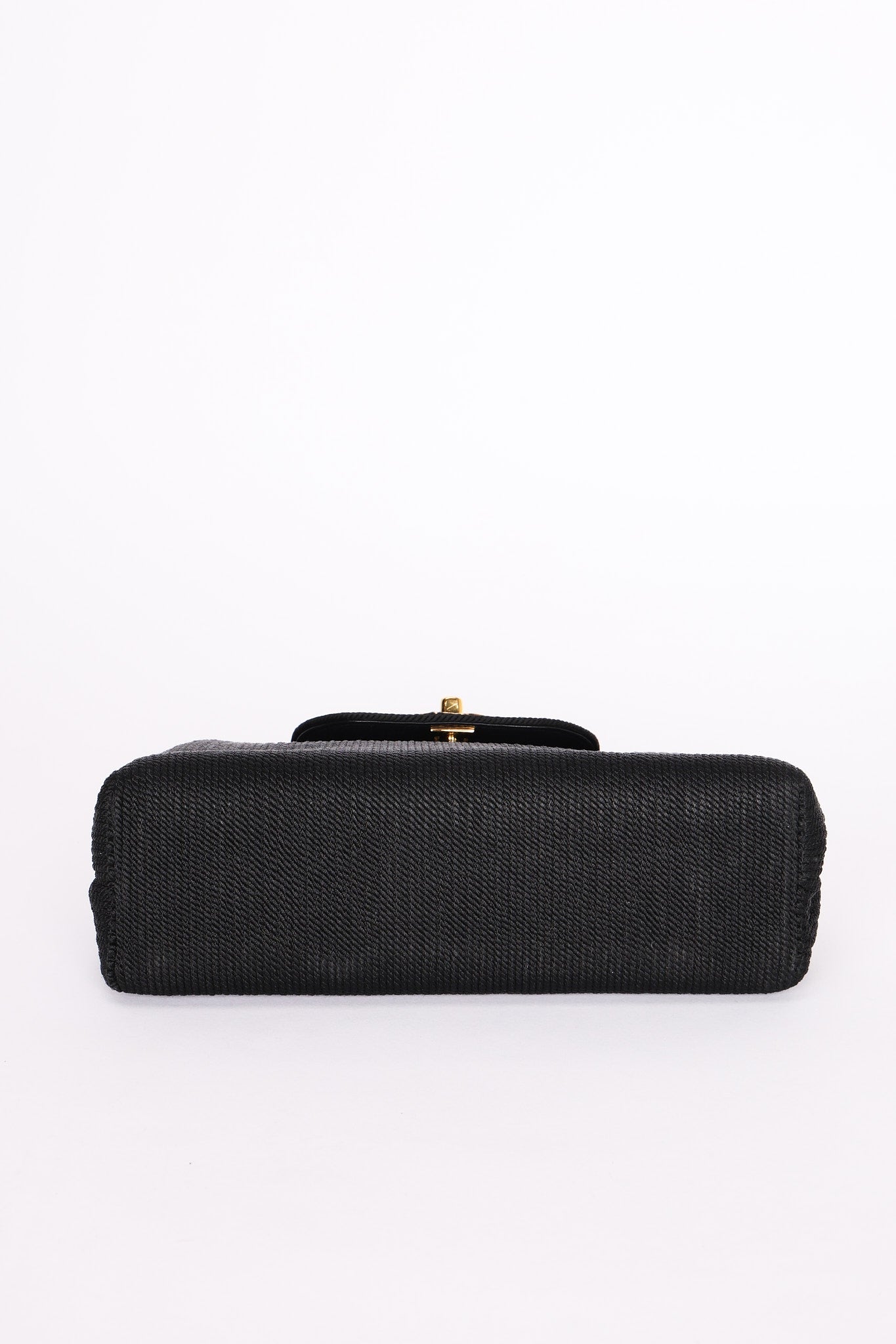 Ultra-Rare Chanel Turnlock Kelly Black Silk Rope 1998 24K GP