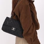 Chanel 20B Medium Classic Single Flap Black Denim 2020 SHW