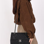 Chanel 20B Medium Classic Single Flap Black Denim 2020 SHW