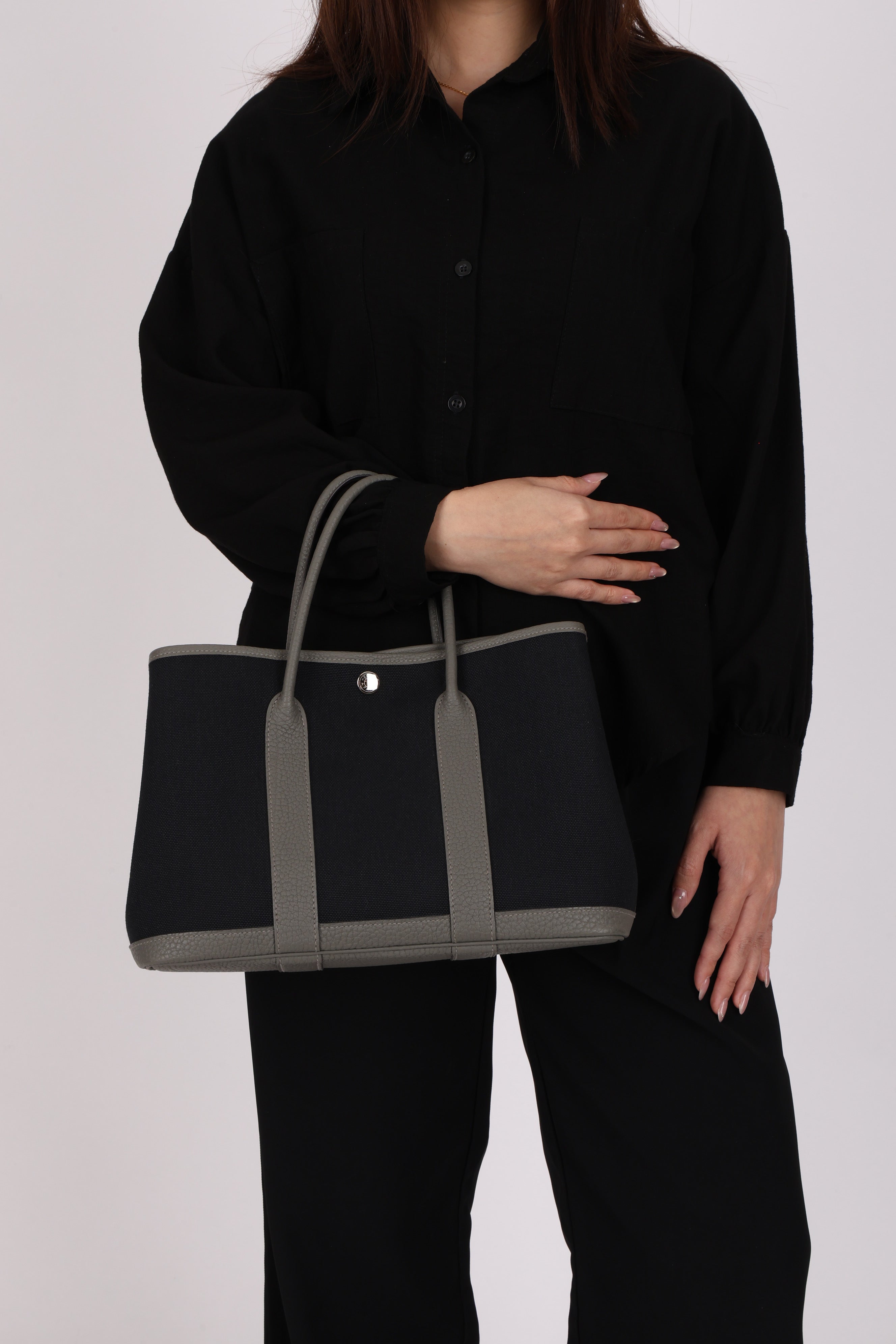 Hermès Garden Party 30 Noir Toile and Gris Meyer Negonda 2022 PHW (DONE)
