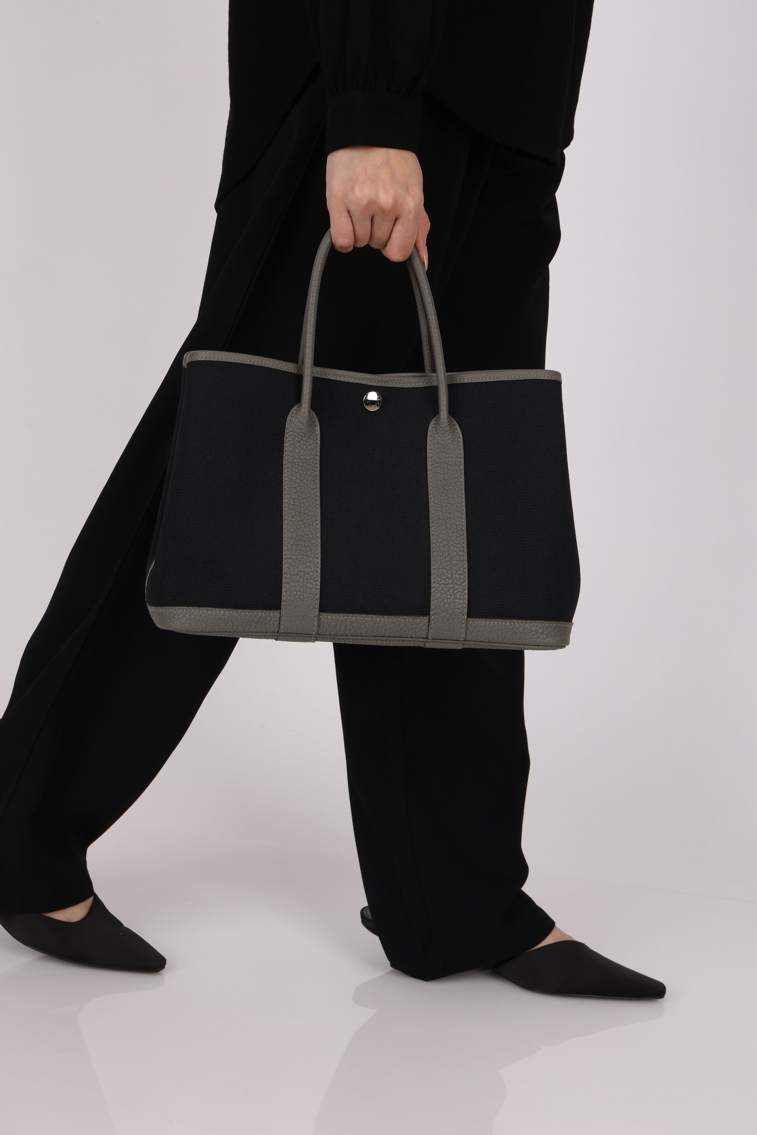 Hermès Garden Party 30 Noir Toile and Gris Meyer Negonda 2022 PHW (DONE)