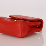 Chanel Micro Belt Bag Red Lambskin 1990s 24K GP