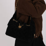 Chanel Small 25 Black Suede 2025 AGHW