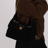Chanel Small 25 Black Suede 2025 AGHW