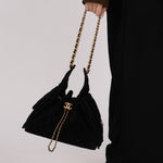 Chanel Small 25 Black Suede 2025 AGHW