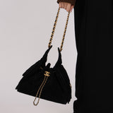Chanel Small 25 Black Suede 2025 AGHW