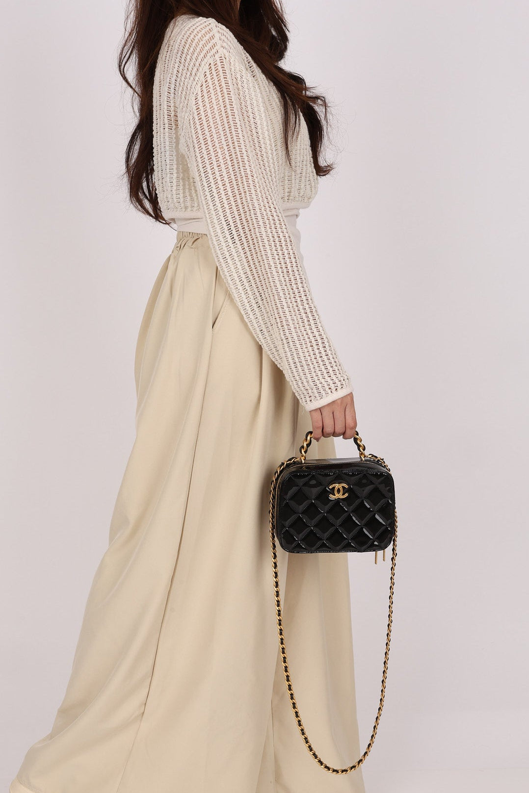 Chanel Small Pick Me Vanity Case Black Patent 2023 AGHW