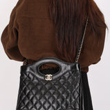 Chanel Mini 31 Shopping Bag Black Shiny Crinkled Calfskin 2024 GHW