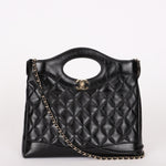 Chanel Mini 31 Shopping Bag Black Shiny Crinkled Calfskin 2024 GHW