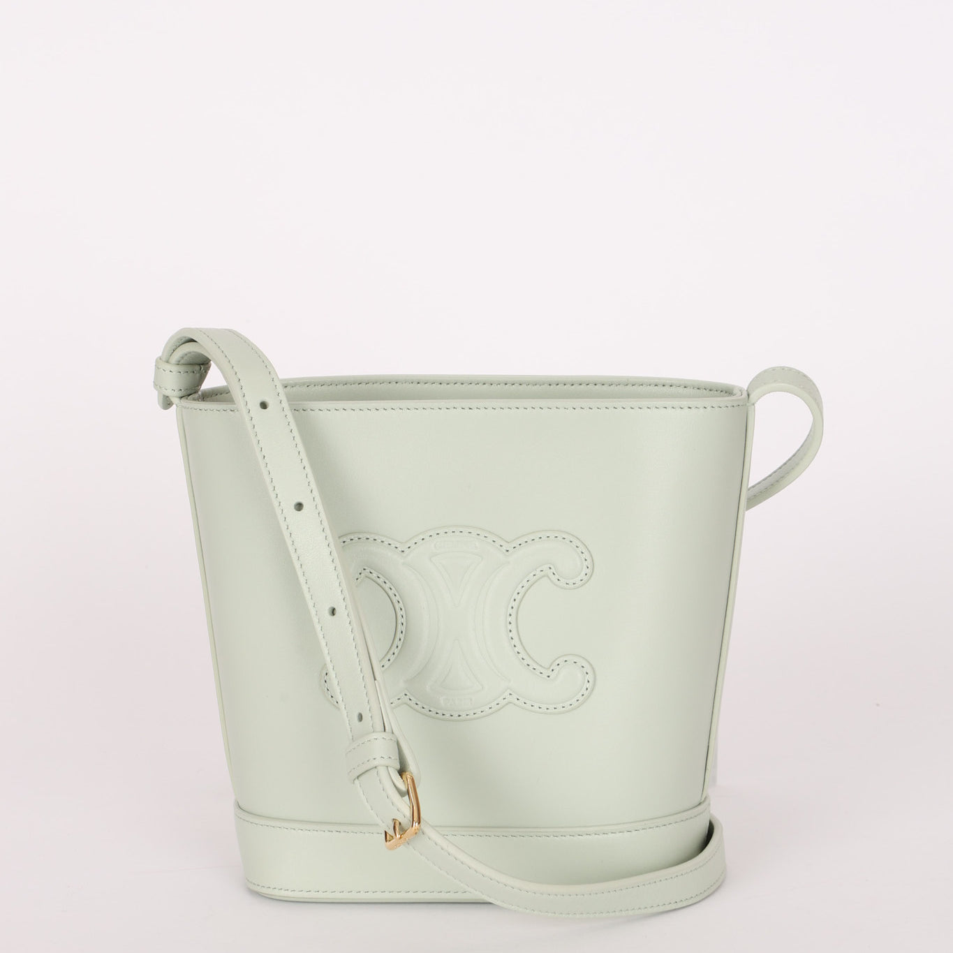 Celine Mini Cuir Triomphe Bucket Bag Mint Smooth Calfskin