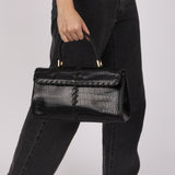 Saint Laurent Croc Embossed Whipstitch Top Handle Bag