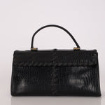 Saint Laurent Croc Embossed Whipstitch Top Handle Bag