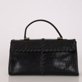 Saint Laurent Croc Embossed Whipstitch Top Handle Bag