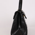 Saint Laurent Croc Embossed Whipstitch Top Handle Bag