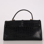 Saint Laurent Croc Embossed Whipstitch Top Handle Bag