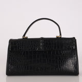 Saint Laurent Croc Embossed Whipstitch Top Handle Bag