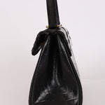 Saint Laurent Croc Embossed Whipstitch Top Handle Bag