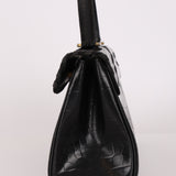 Saint Laurent Croc Embossed Whipstitch Top Handle Bag