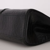 Saint Laurent Croc Embossed Whipstitch Top Handle Bag