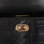 Saint Laurent Croc Embossed Whipstitch Top Handle Bag