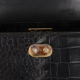 Saint Laurent Croc Embossed Whipstitch Top Handle Bag