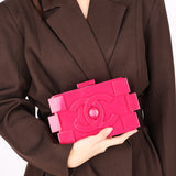 Chanel Boy Brick Lego Clutch with Chain Pink Plexiglass 2014 SHW