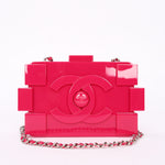 Chanel Boy Brick Lego Clutch with Chain Pink Plexiglass 2014 SHW