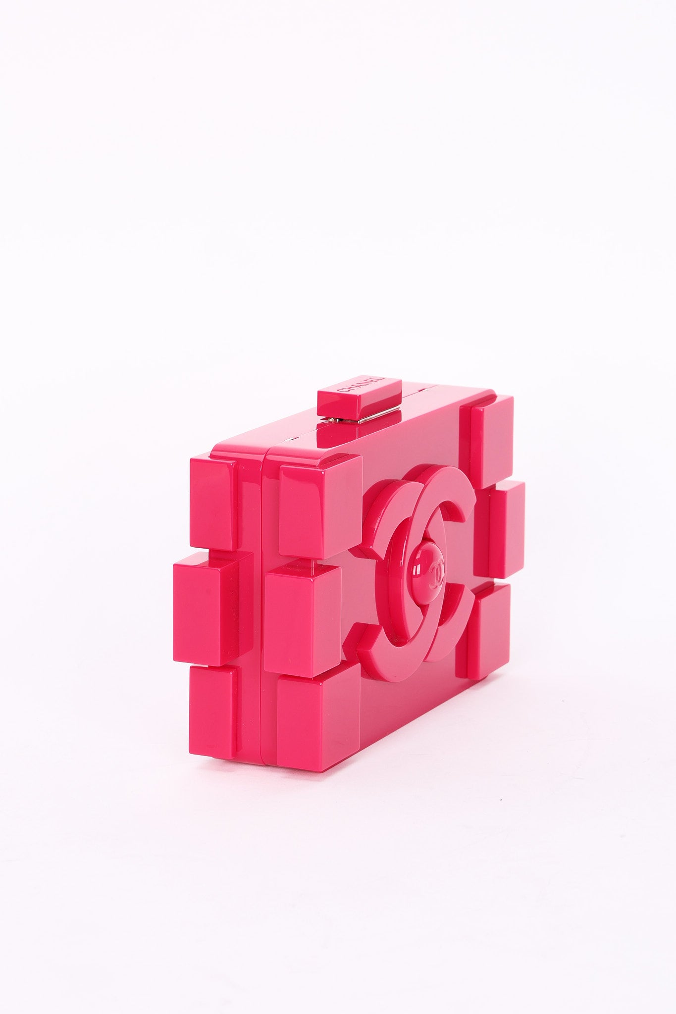 Chanel Boy Brick Lego Clutch with Chain Pink Plexiglass 2014 SHW