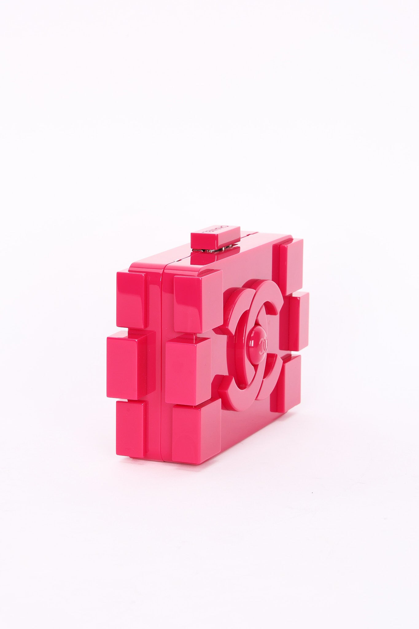 Chanel Boy Brick Lego Clutch with Chain Pink Plexiglass 2014 SHW