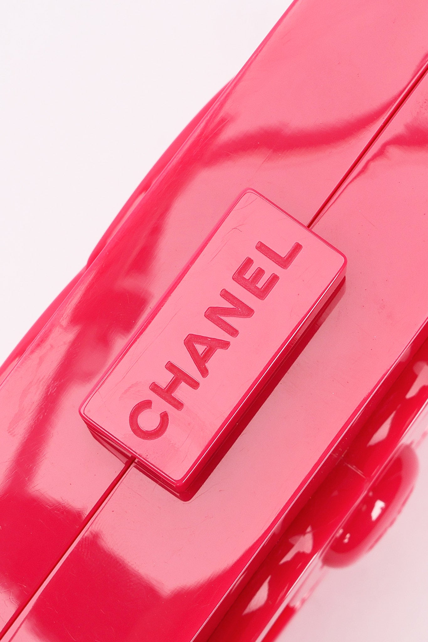 Chanel Boy Brick Lego Clutch with Chain Pink Plexiglass 2014 SHW