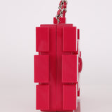 Chanel Plexiglass Boy Brick Lego Clutch with Chain Pink SHW