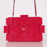 Chanel Plexiglass Boy Brick Lego Clutch with Chain Pink SHW