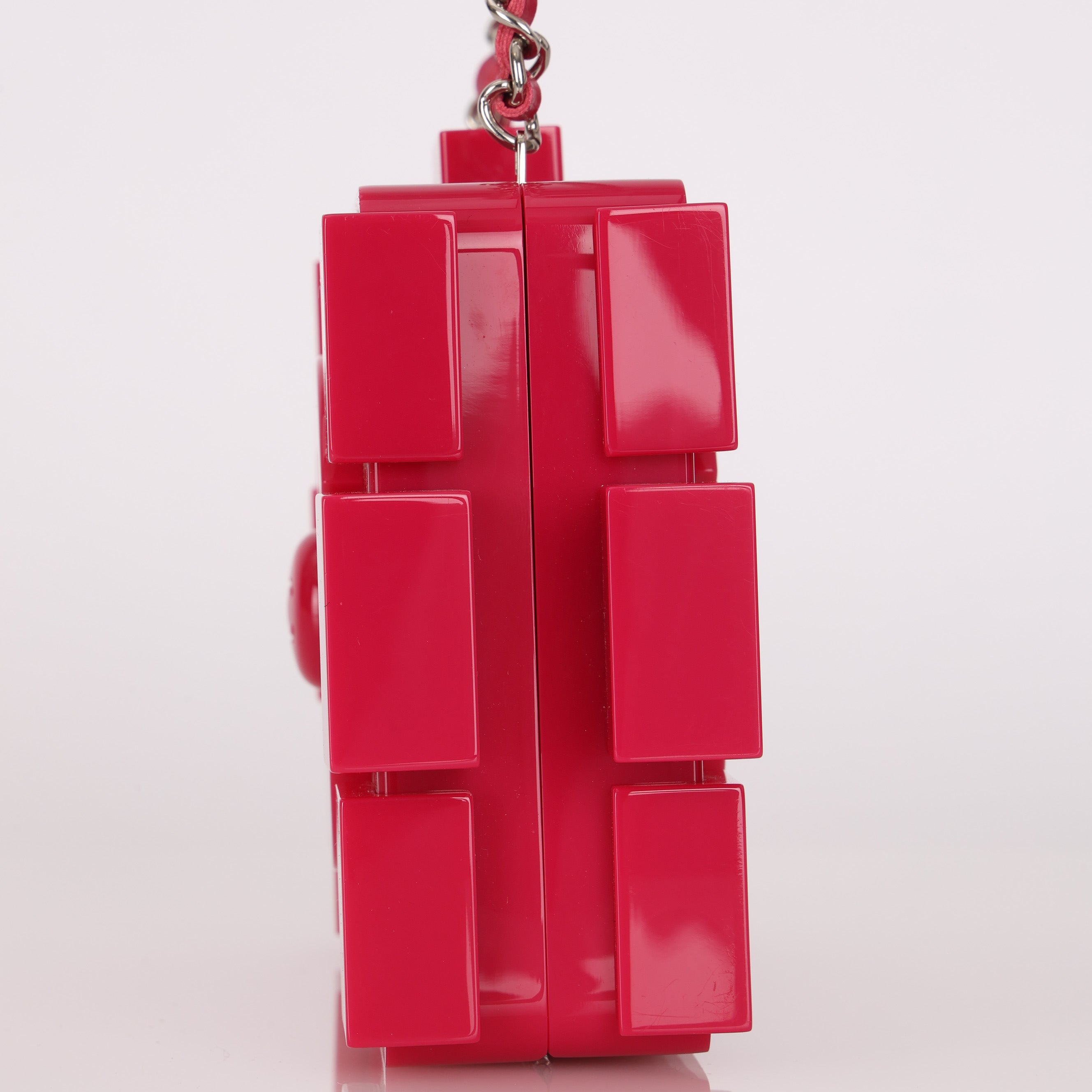 Chanel Plexiglass Boy Brick Lego Clutch with Chain Pink SHW