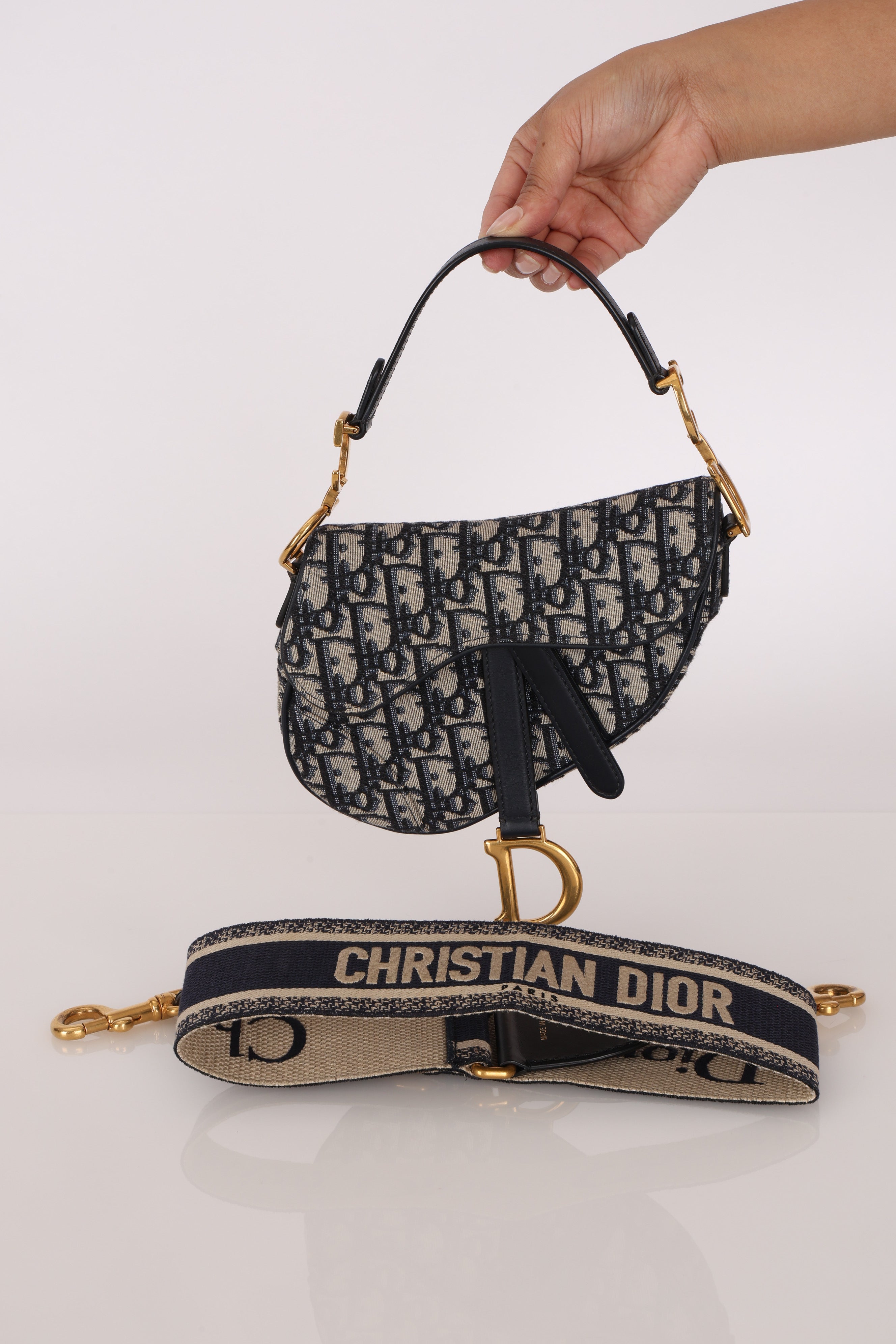 Dior Mini Saddle Bag with Guitar Strap
