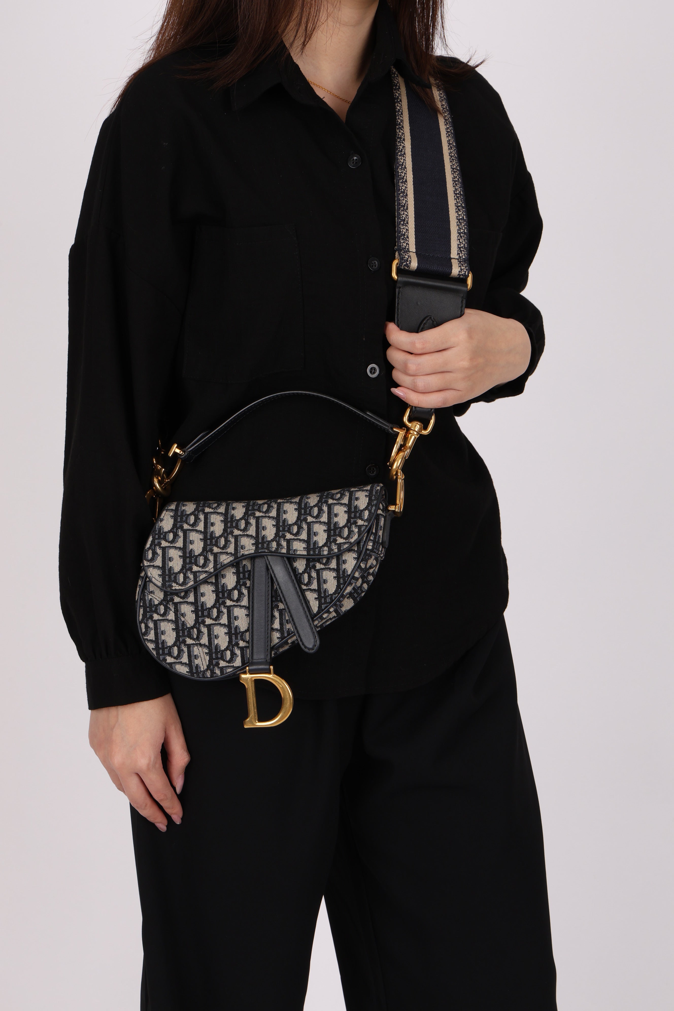 Dior Mini Saddle Bag with Guitar Strap