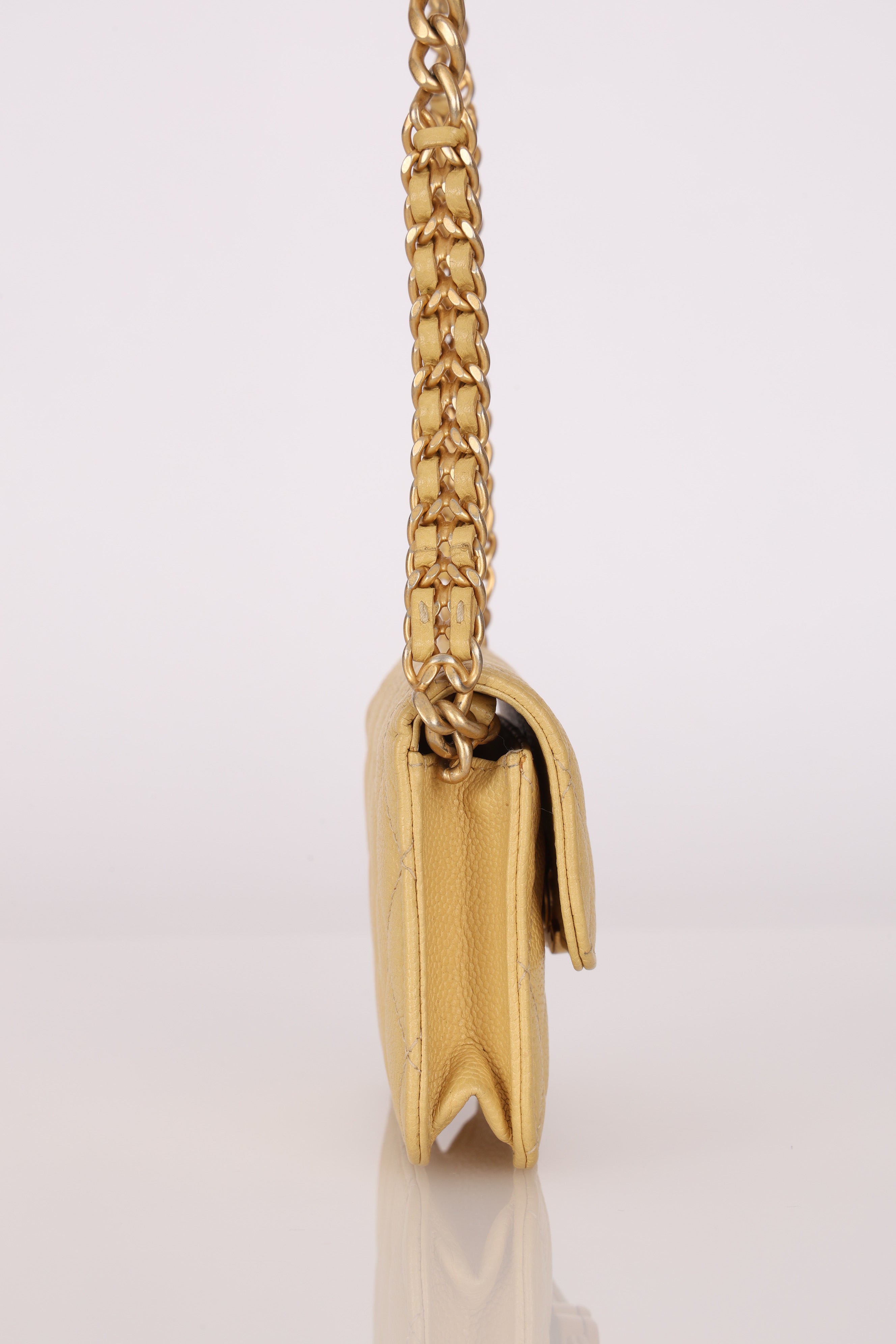 Chanel Mini Belt Bag on Chain Yellow Caviar AGHW