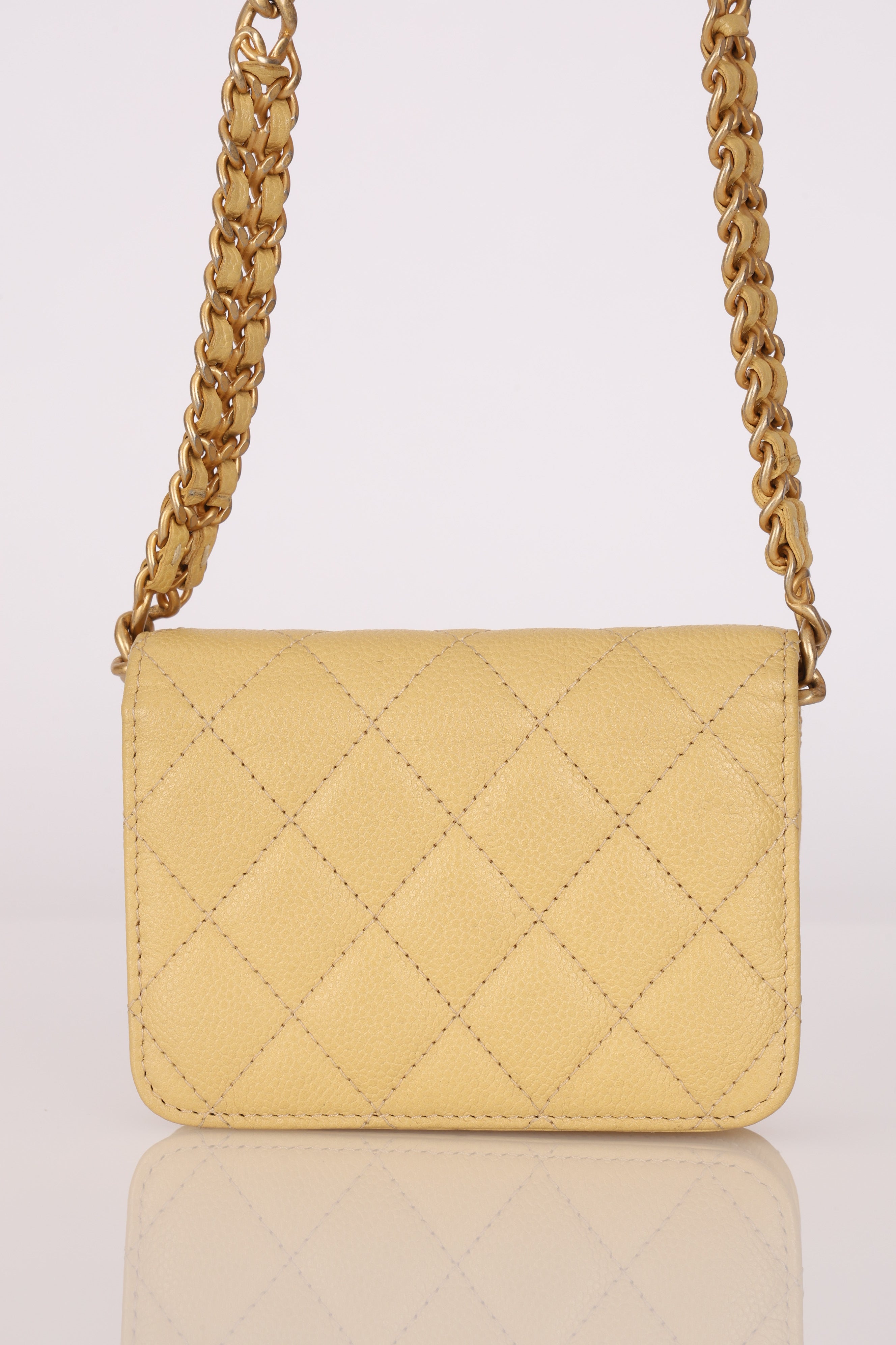 Chanel Mini Belt Bag on Chain Yellow Caviar AGHW