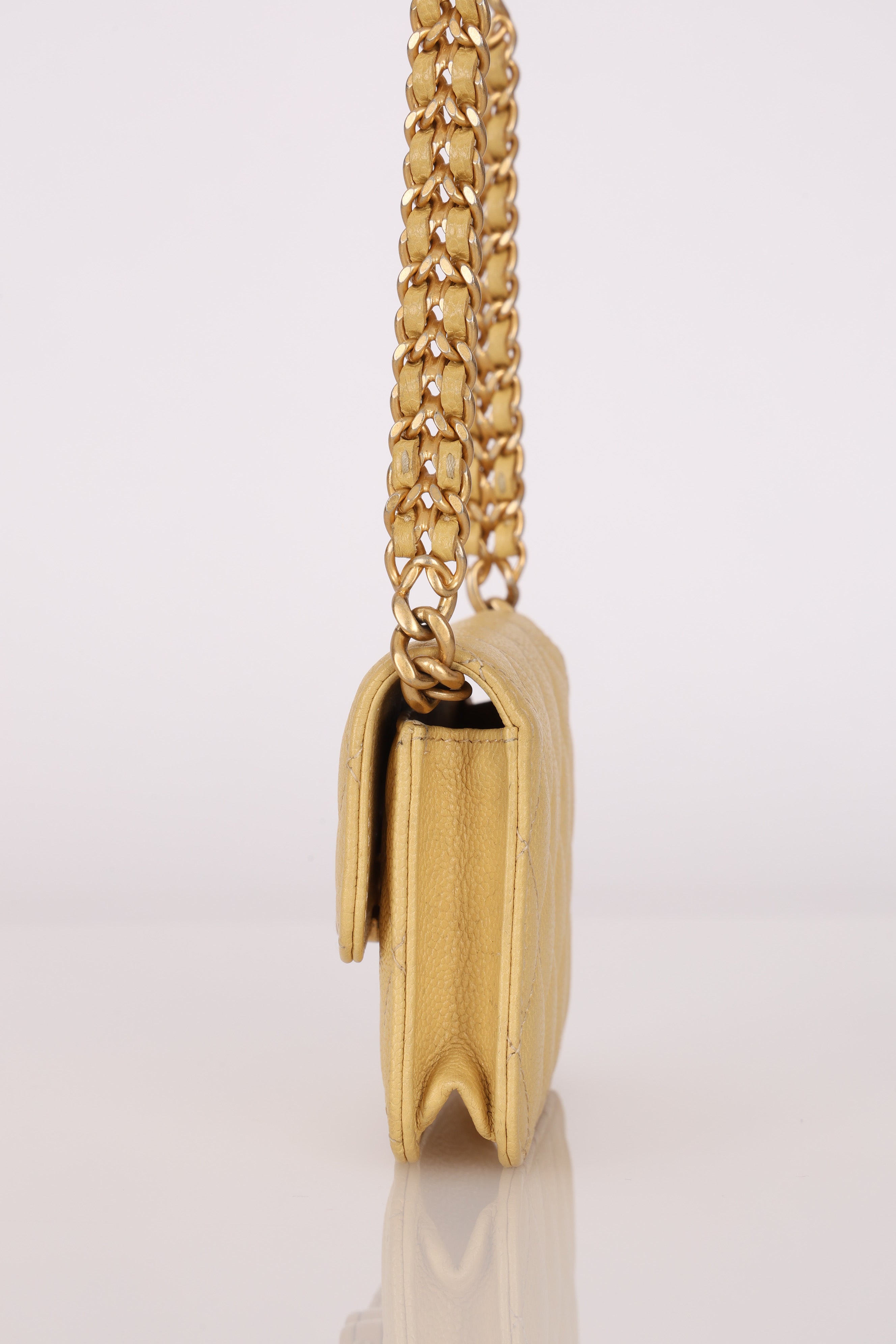 Chanel Mini Belt Bag on Chain Yellow Caviar AGHW