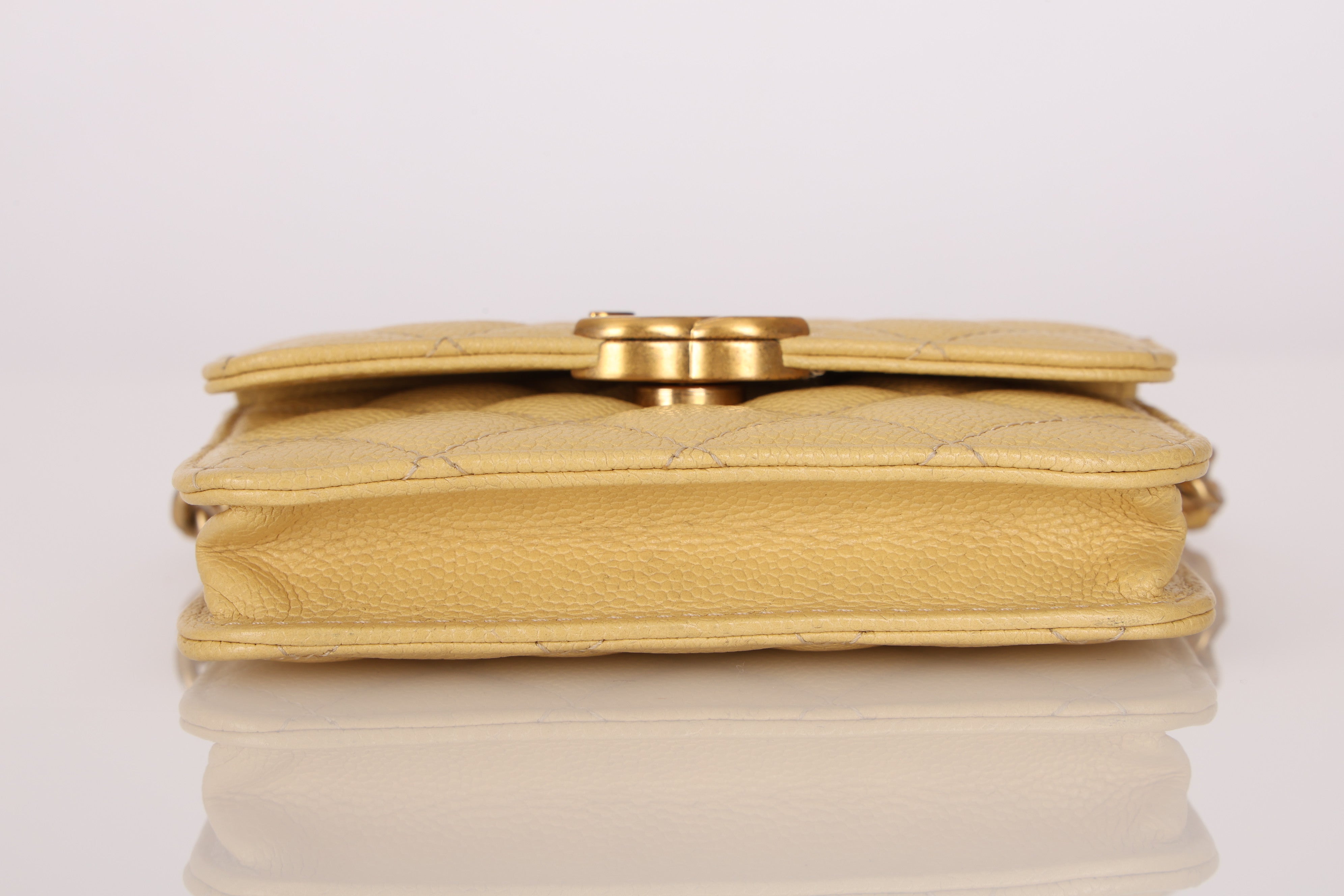 Chanel Mini Belt Bag on Chain Yellow Caviar AGHW