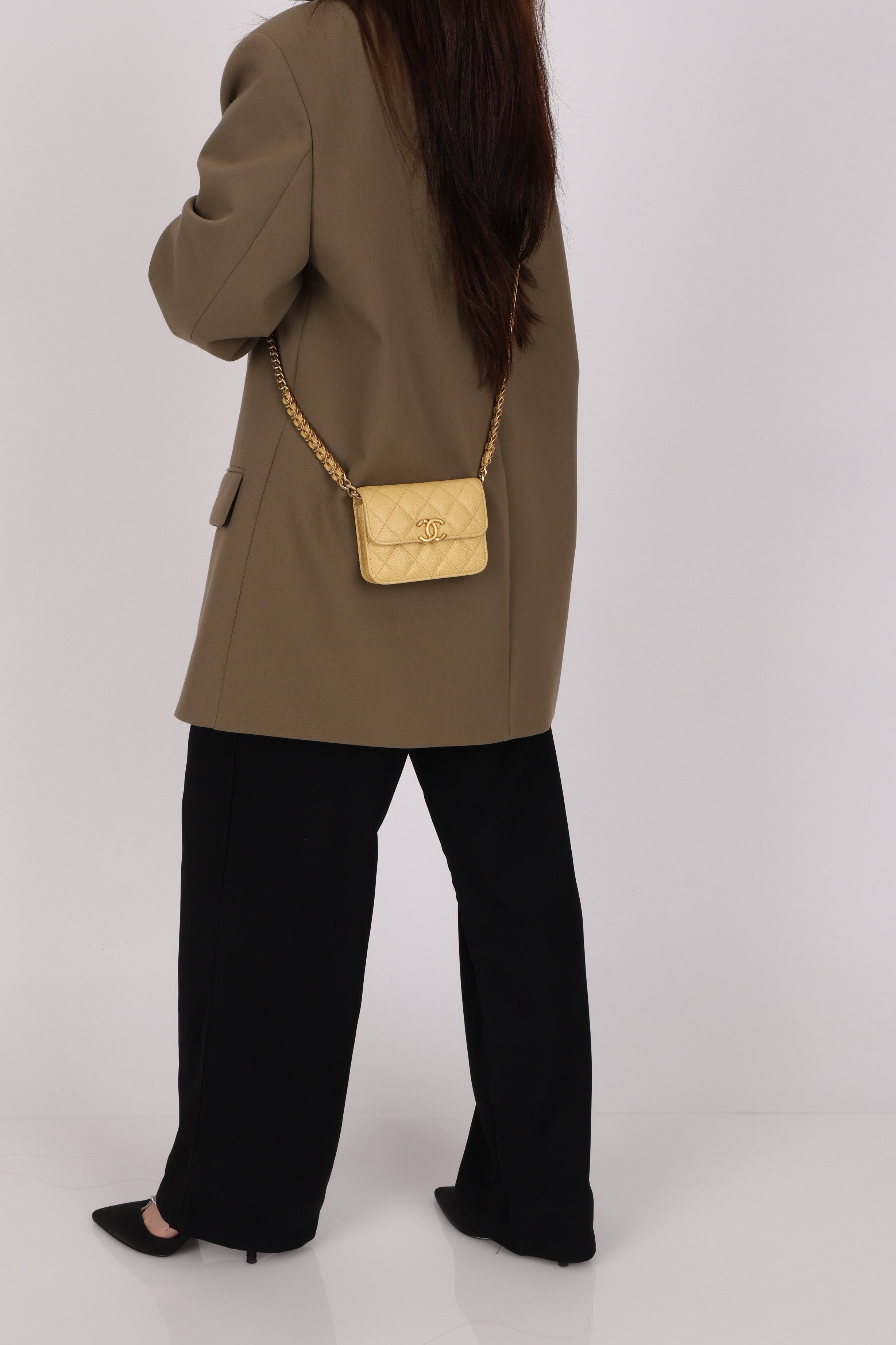 Chanel Mini Belt Bag on Chain Yellow Caviar AGHW