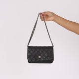 Chanel Whipstitch Wallet on Chain Black Lambskin SHW