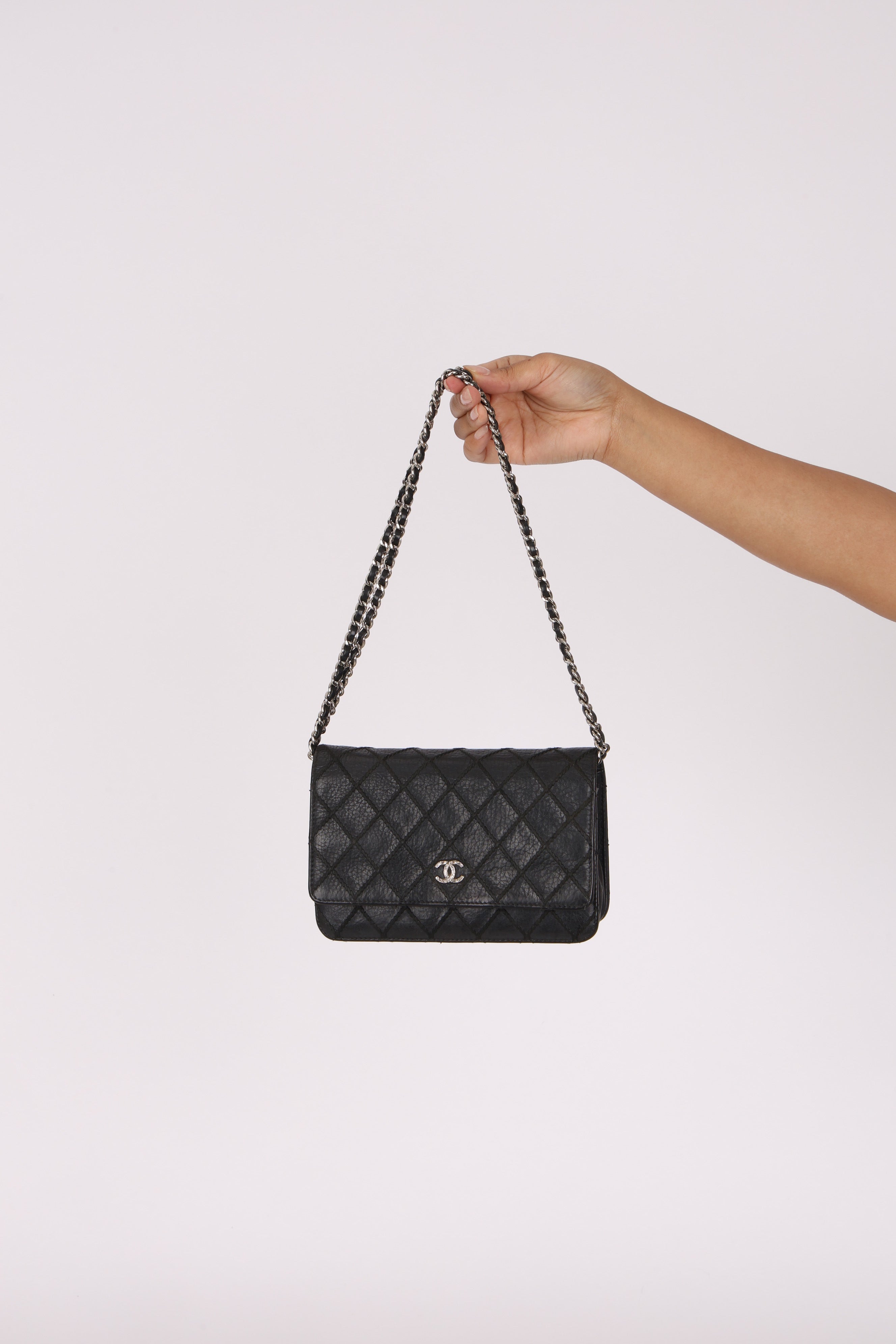 Chanel Whipstitch Wallet on Chain Black Lambskin SHW
