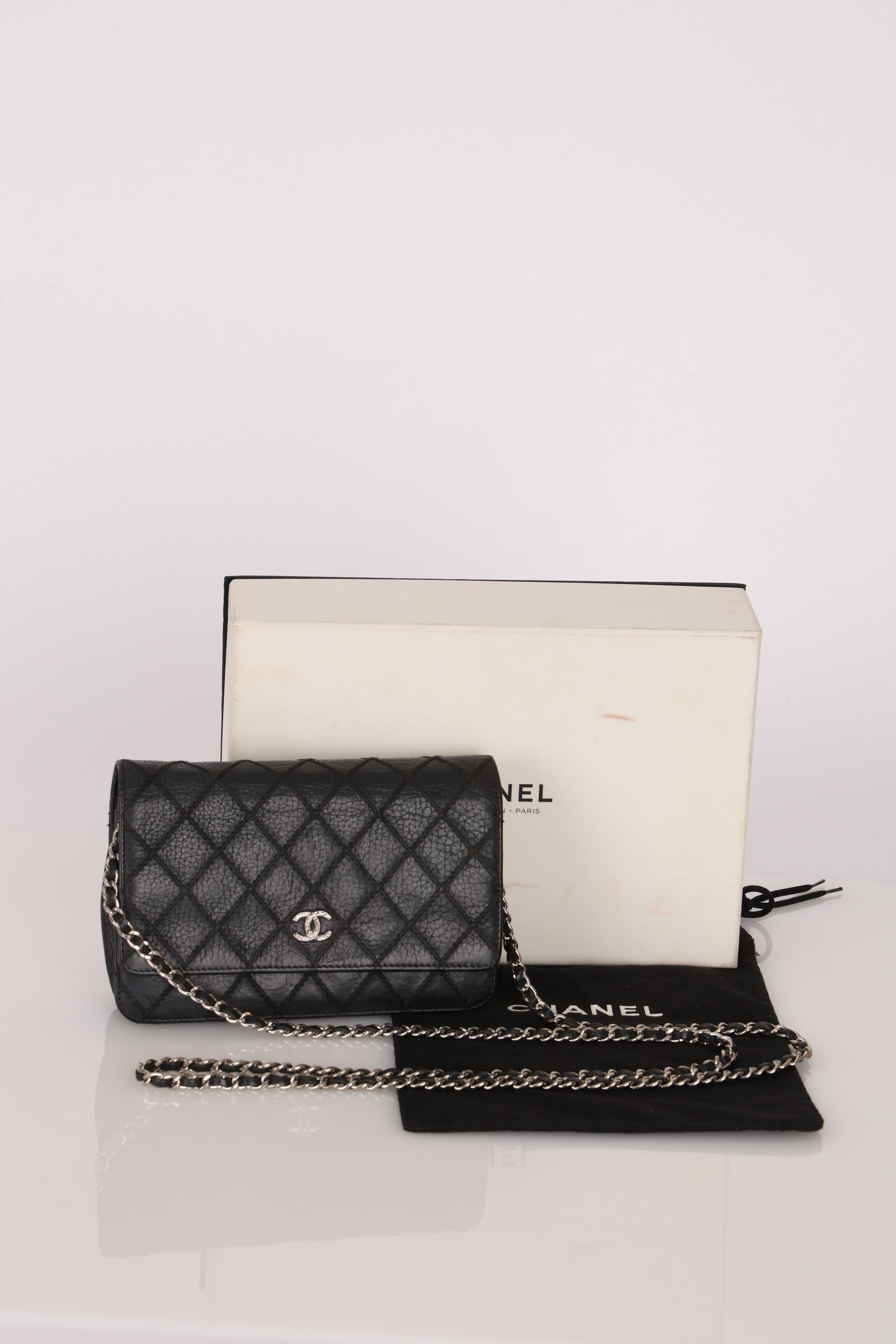 Chanel Whipstitch Wallet on Chain Black Lambskin SHW