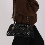 Chanel Medium Just Mademoiselle Bowling Bag Black Patent SHW