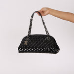 Chanel Medium Just Mademoiselle Bowling Bag Black Patent SHW