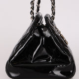 Chanel Medium Just Mademoiselle Bowling Bag Black Patent SHW
